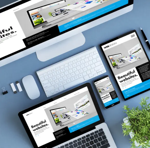 Responsive business website on laptop, tablet and phone – what decides website design cost in India